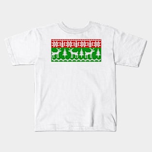 Christmas ugly sweater with deer Kids T-Shirt